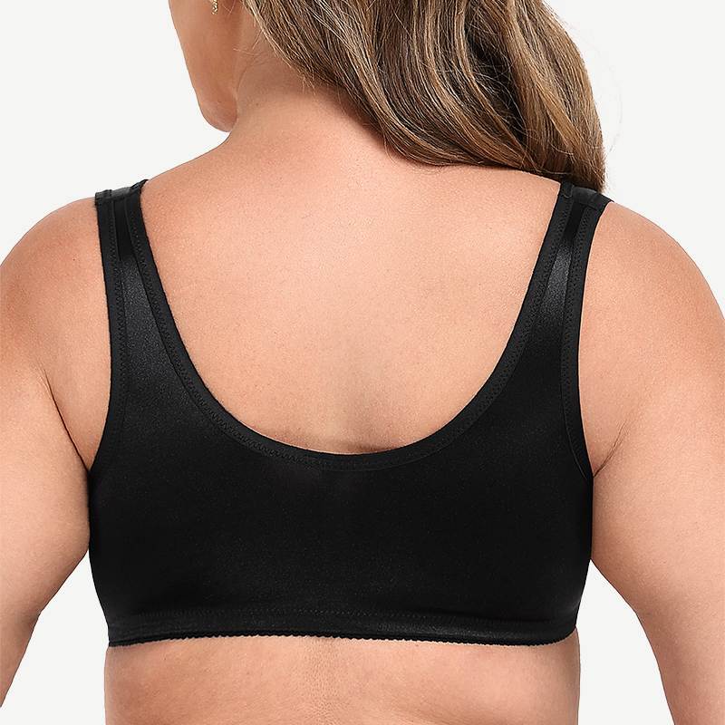 Plus Size Front Closure Hook Wireless Black Minimizer Bra