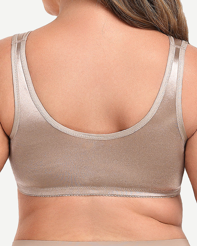 Plus Size Front Closure  Hook Wireless White Minimizer Bra For Ladies Wingslove
