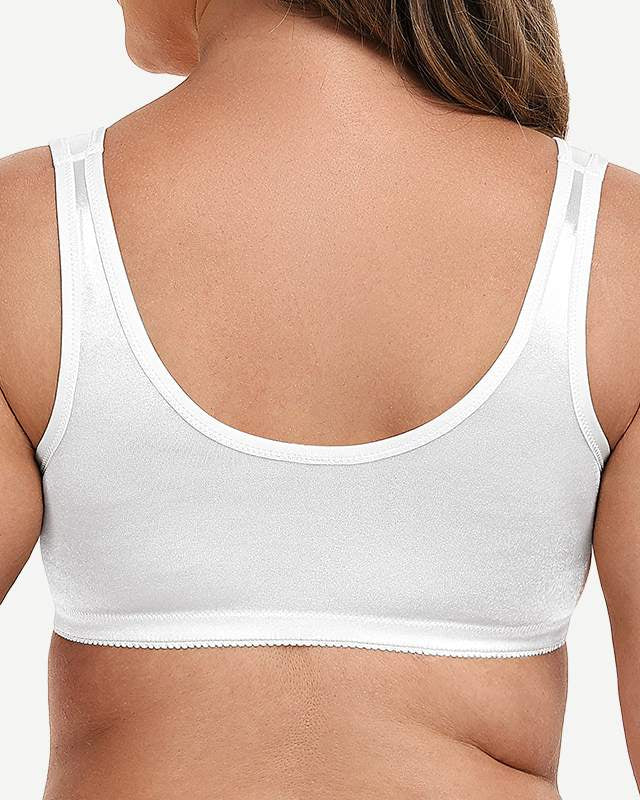 Plus Size Front Closure Hook Wireless White Minimizer Bra