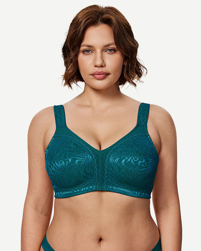Women's Full Coverage Plus Size Comfort Minimizer Bra Malachite Green - WingsLove