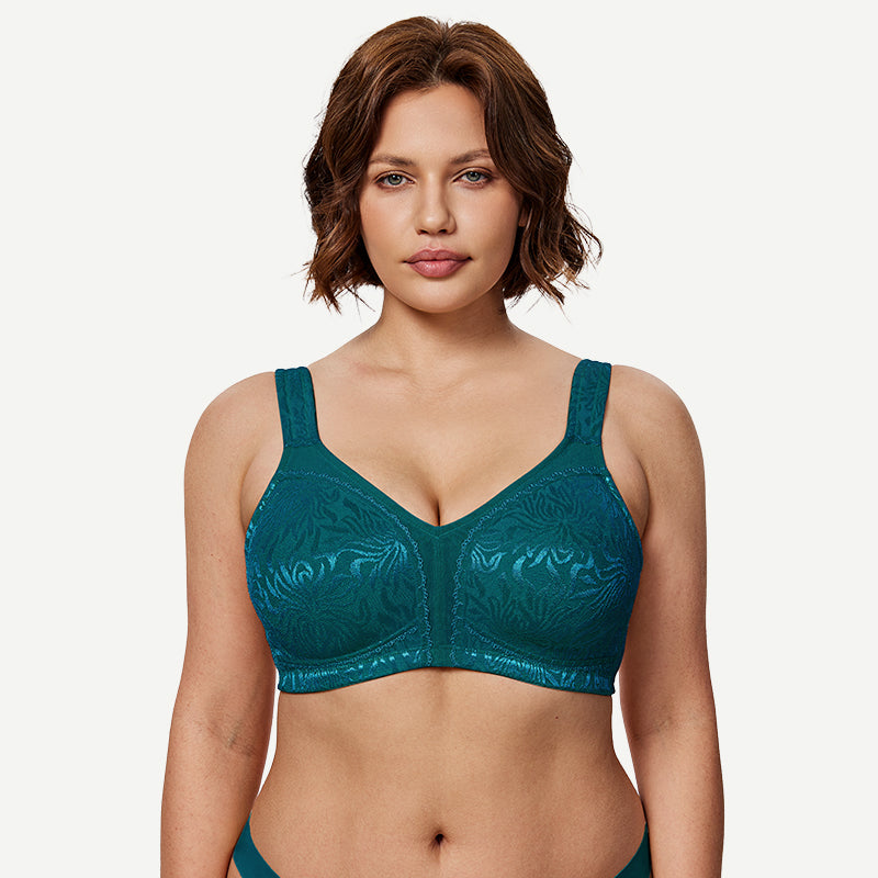Women's Full Coverage Plus Size Comfort Minimizer Bra Malachite Green - WingsLove
