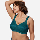 Women's Full Coverage Plus Size Comfort Minimizer Bra Malachite Green - WingsLove