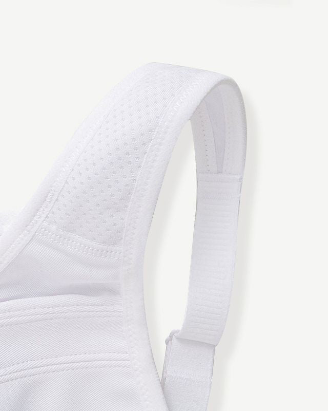 Full Coverage High Support Impact Solid wirefree Sports Bra White