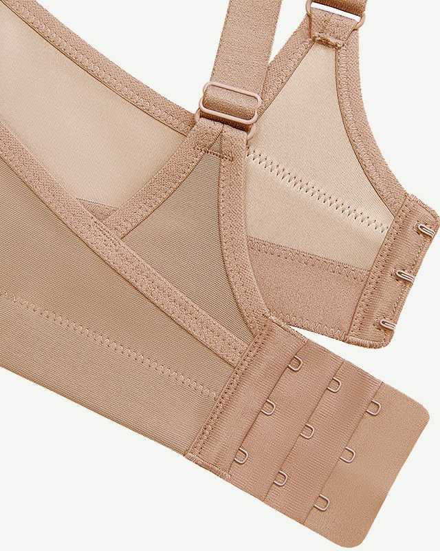Full Coverage High Support Solid Stress Reliever Sports Bra Nude