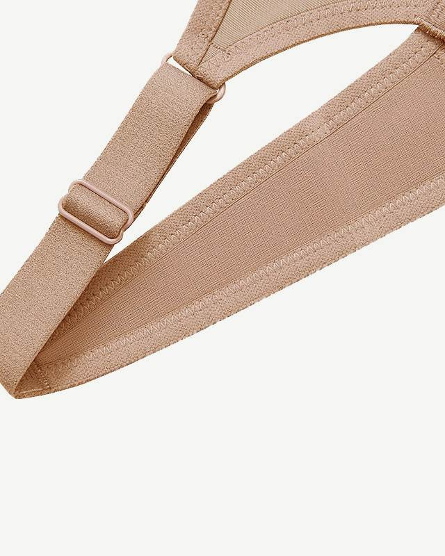 Full Coverage High Support Solid Stress Reliever Sports Bra Nude