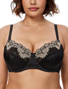 Plus Size Lace Mesh Underwired Full Coverage Shelf Bra - WingsLove