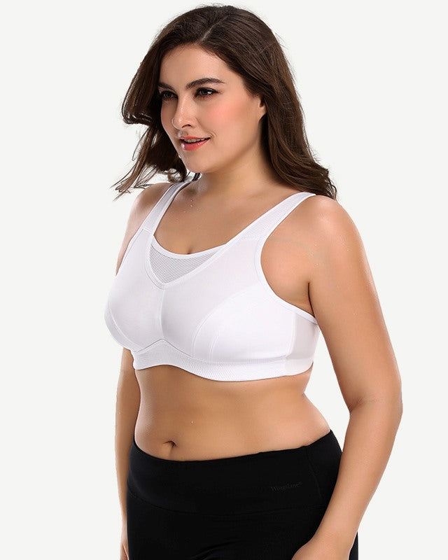 Plus Size Non Padded Yoga Sports Bra White