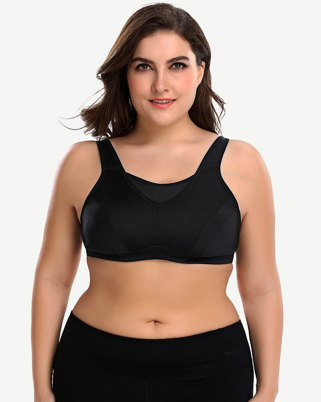 Plus Size Non Padded Yoga Wirefree Sports Bra Black