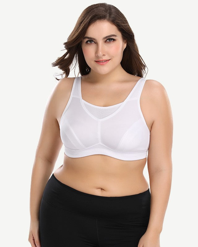 Plus Size Non Padded Yoga Sports Bra White