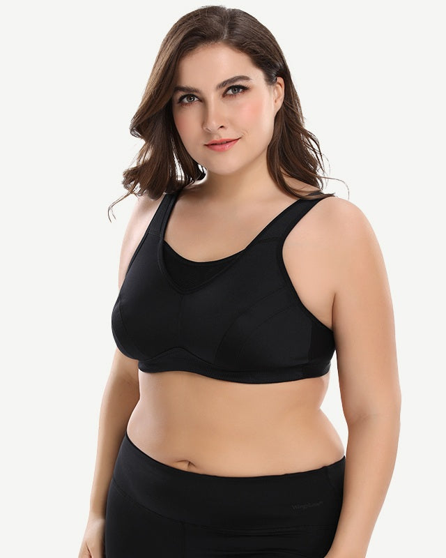 Plus Size Non Padded Yoga Wirefree Sports Bra Black