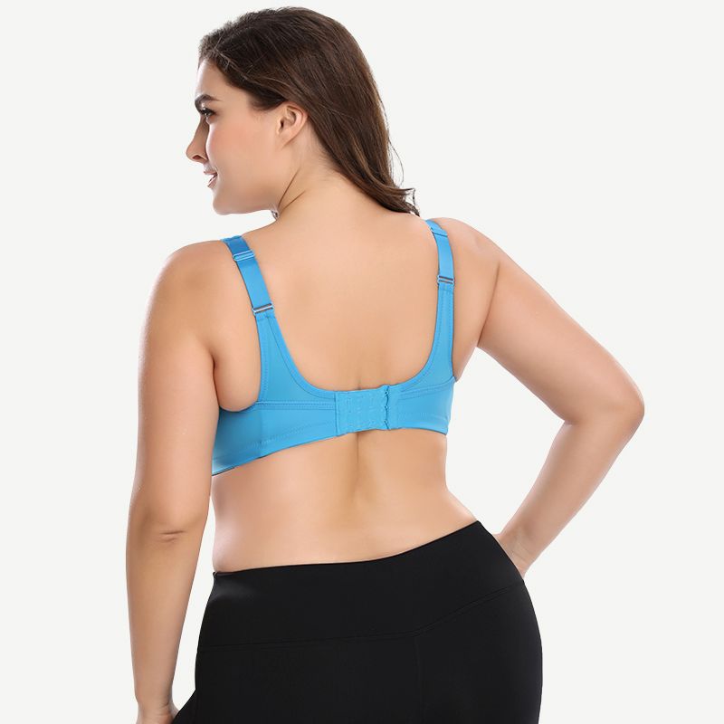 Full Coverage Plus Size Non Padded Yoga Sports Bra Blue