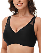 Seamless Wireless V - Neck Bra Black - WingsLove