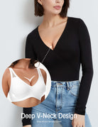 Seamless Wireless V - Neck Bra White - WingsLove