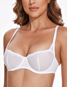 Sexy Lace Mesh Balconette See Through Bralette Half Cup Sheer Bras White - WingsLove