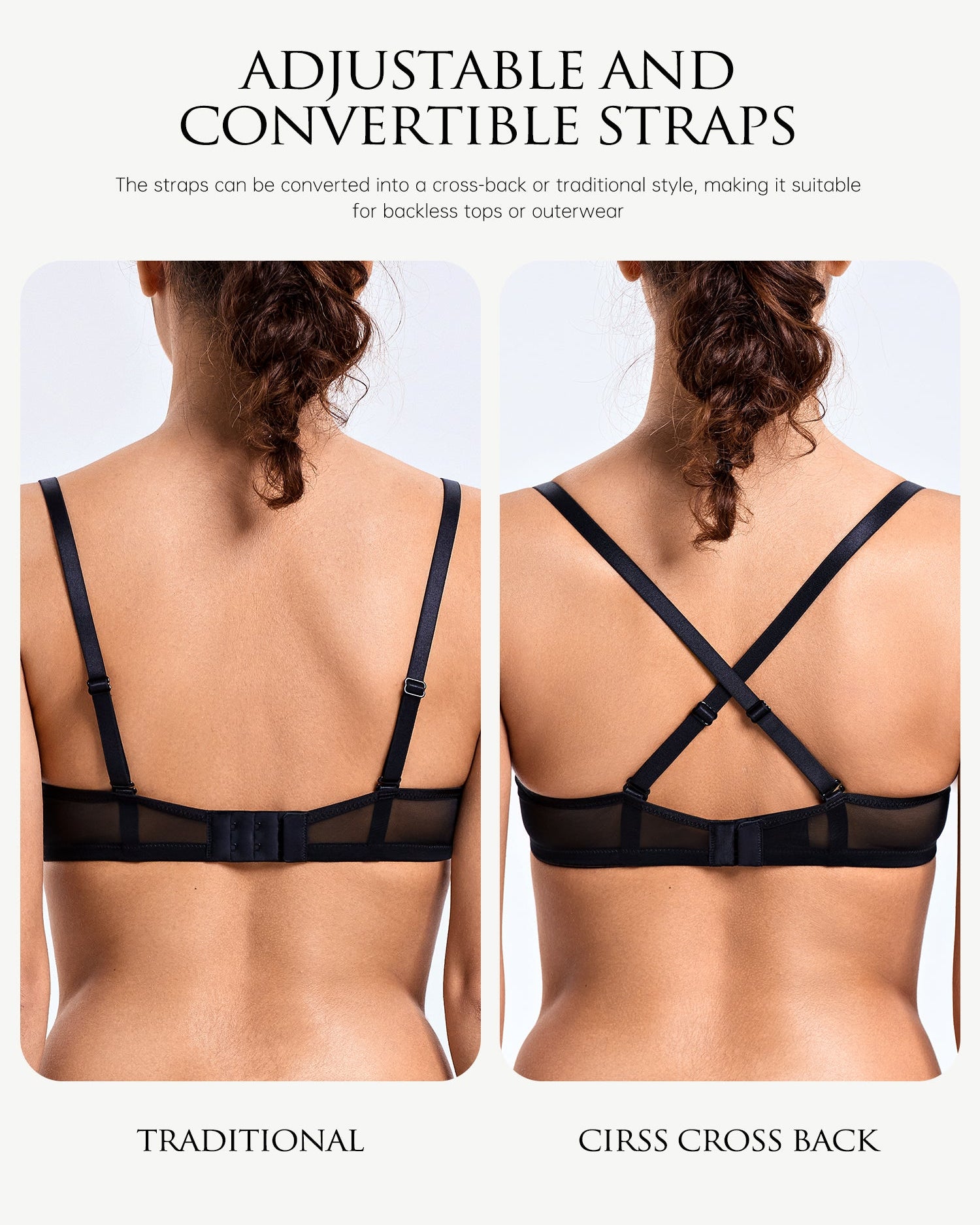 Sheer Lace Underwire Unlined Mesh & Adjustable Straps Black - WingsLove