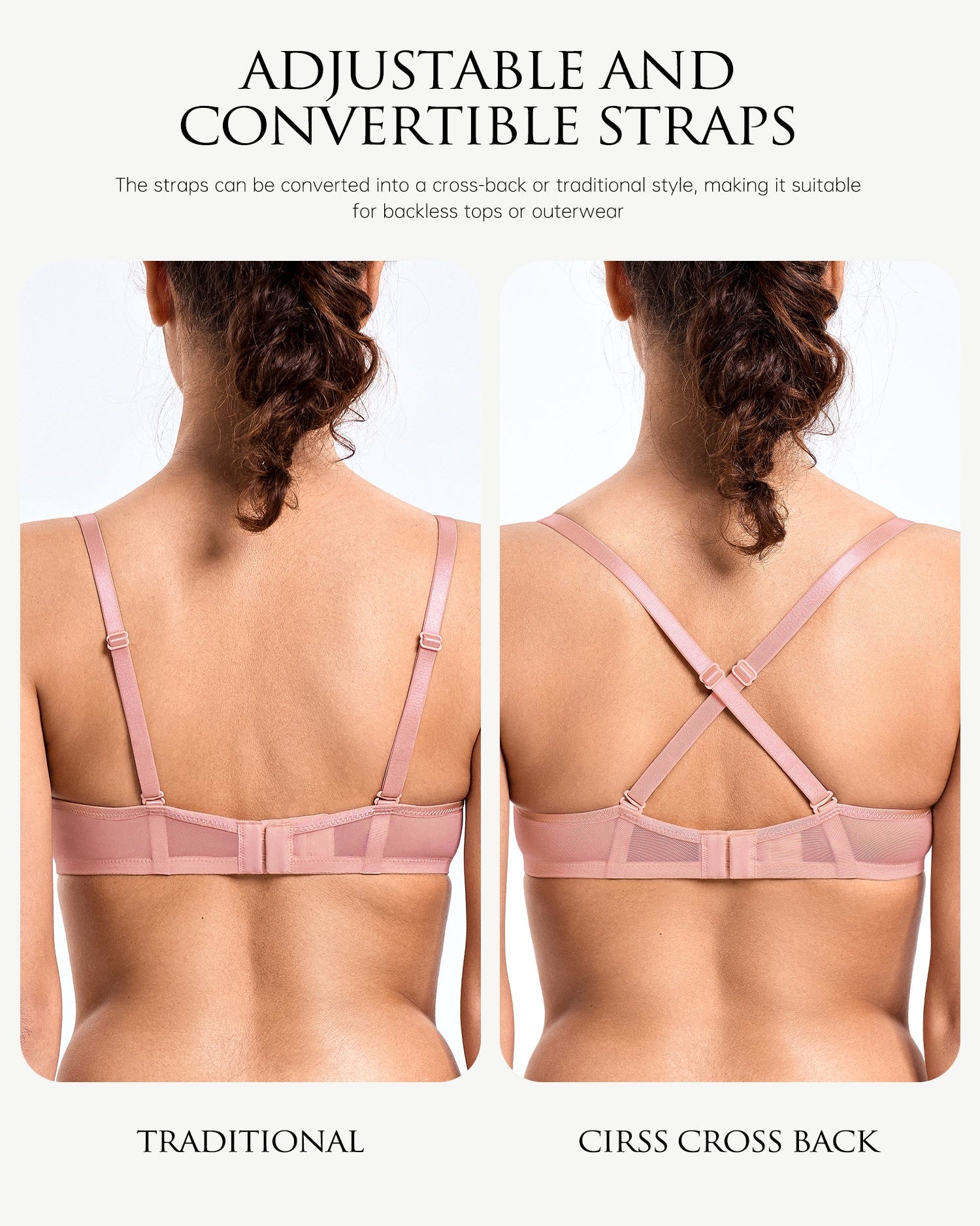 Sheer Lace Underwire Unlined Mesh & Adjustable Straps Bra Rose Pink - WingsLove