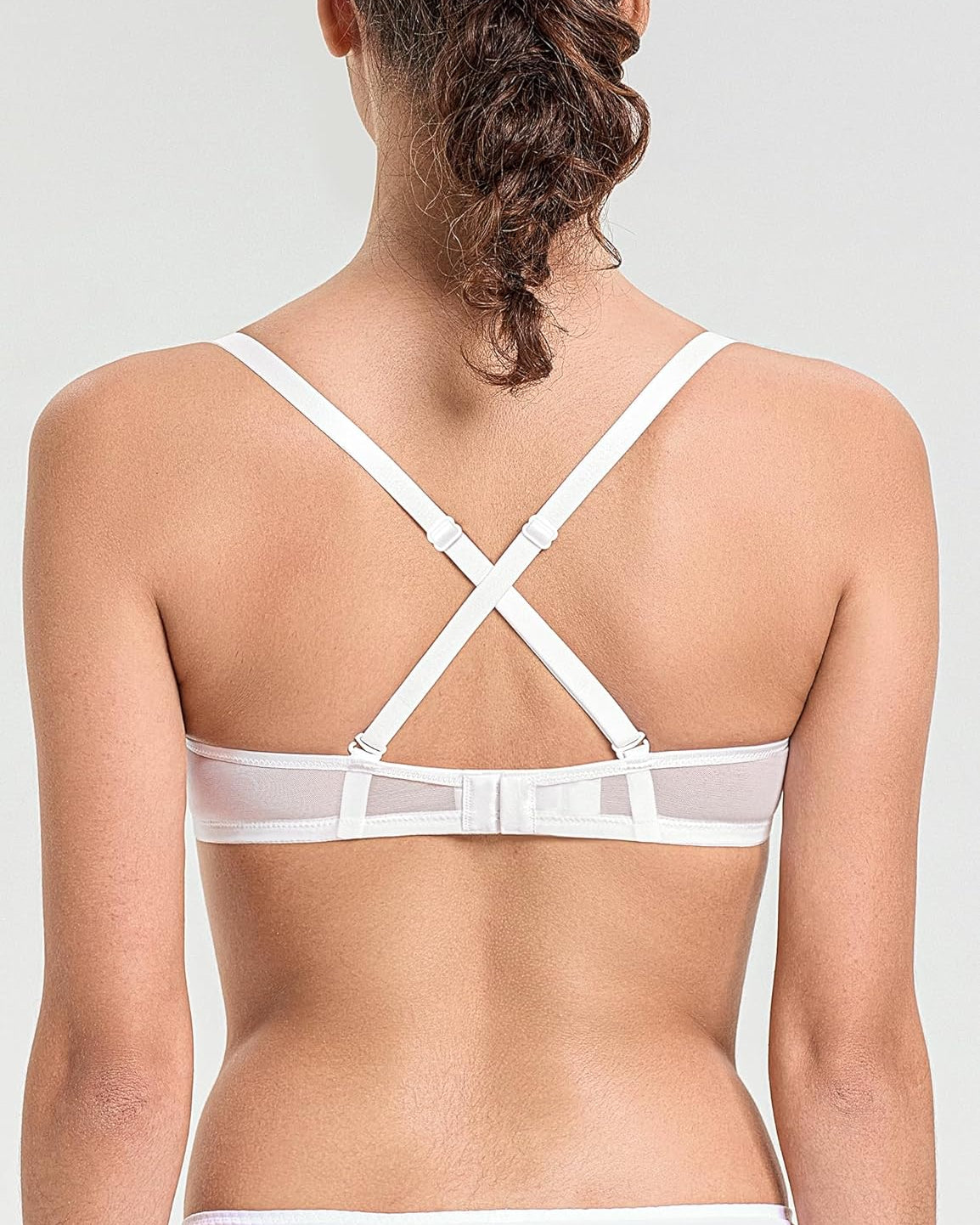 Sheer Lace Underwire Unlined Mesh & Adjustable Straps White - WingsLove