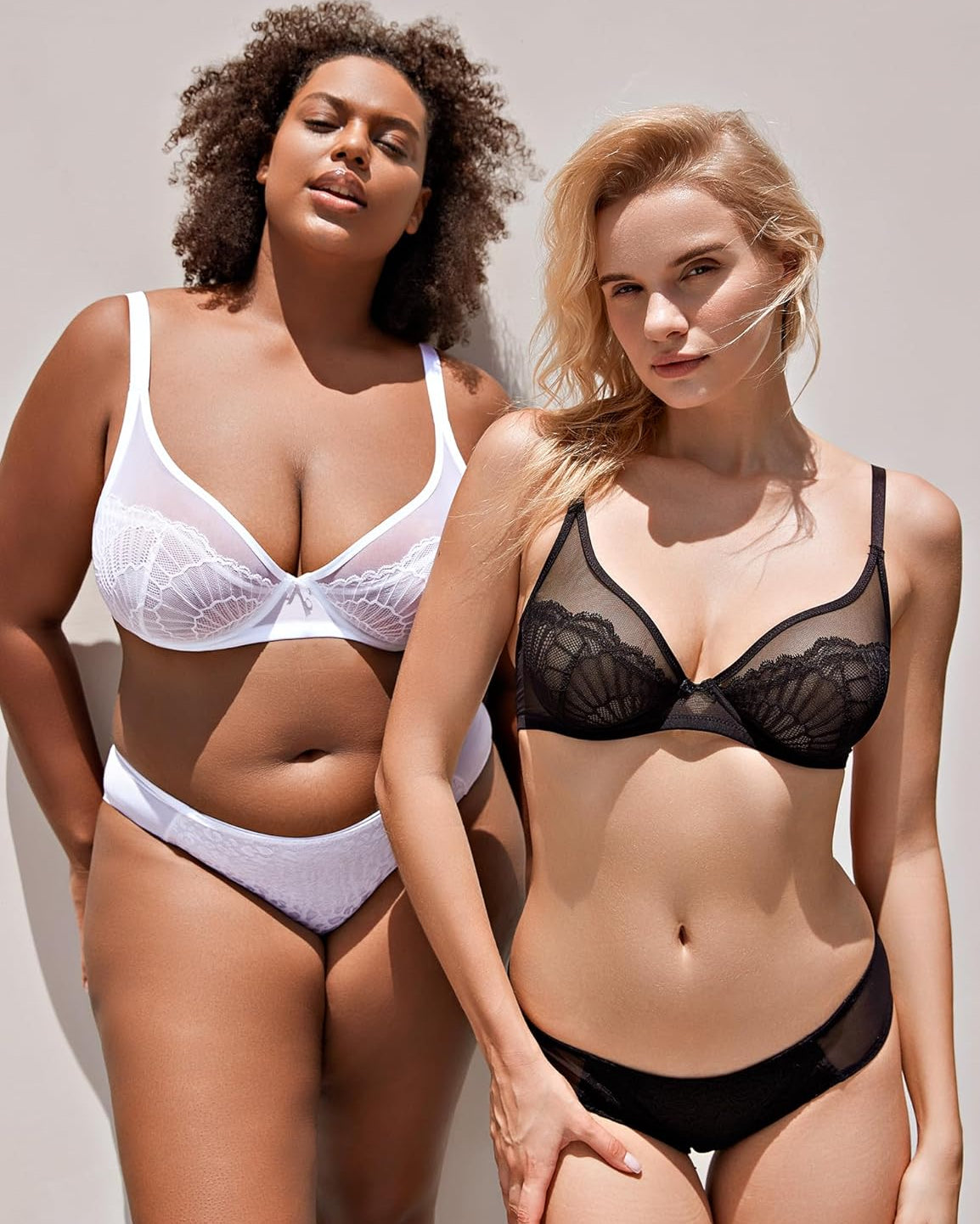 Sheer Lace Underwire Unlined Mesh & Adjustable Straps White - WingsLove
