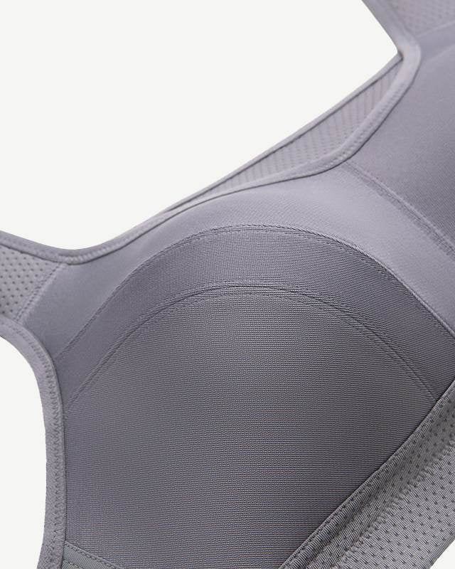 Full Coverage Solid Absorb Wirefree Breathable Sports Bra Grey