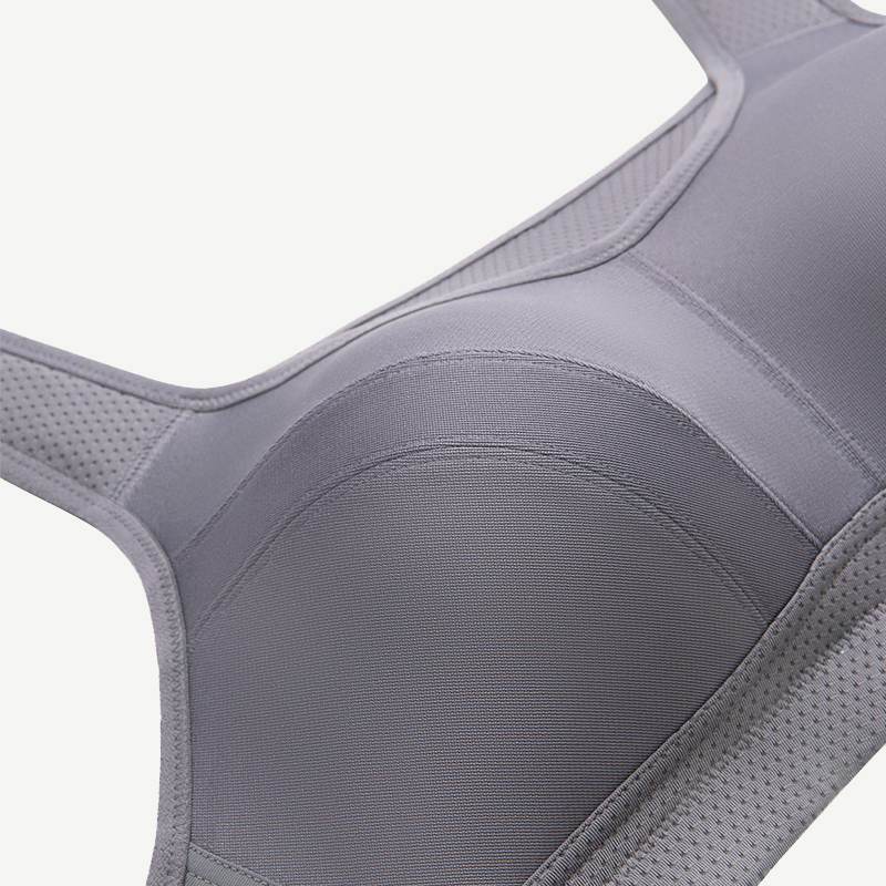 Full Coverage Solid Absorb Wirefree Breathable Sports Bra Grey