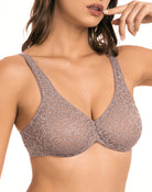 Wingslove Women's Sexy Lace Bra Sheer Bralette See Through Bras Underwire Added Support - WingsLove