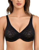 Wingslove Women's Sexy Lace Bra Sheer Bralette See Through Bras Underwire Added Support - WingsLove