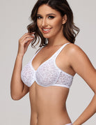 Wingslove Women's Sexy Lace Bra Sheer Bralette See Through Bras Underwire Added Support - WingsLove