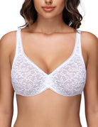 Wingslove Women's Sexy Lace Bra Sheer Bralette See Through Bras Underwire Added Support - WingsLove