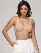 Wingslove Women's Sexy Lace Bra Sheer Bralette See Through Bras Underwire Added Support - WingsLove