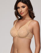 Wingslove Women's Sexy Lace Bra Sheer Bralette See Through Bras Underwire Added Support - WingsLove