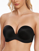 Women's Strapless Bra Full Figure Bras Plus Size Multiway Straps Wirefree Support Red Carpet Black - WingsLove