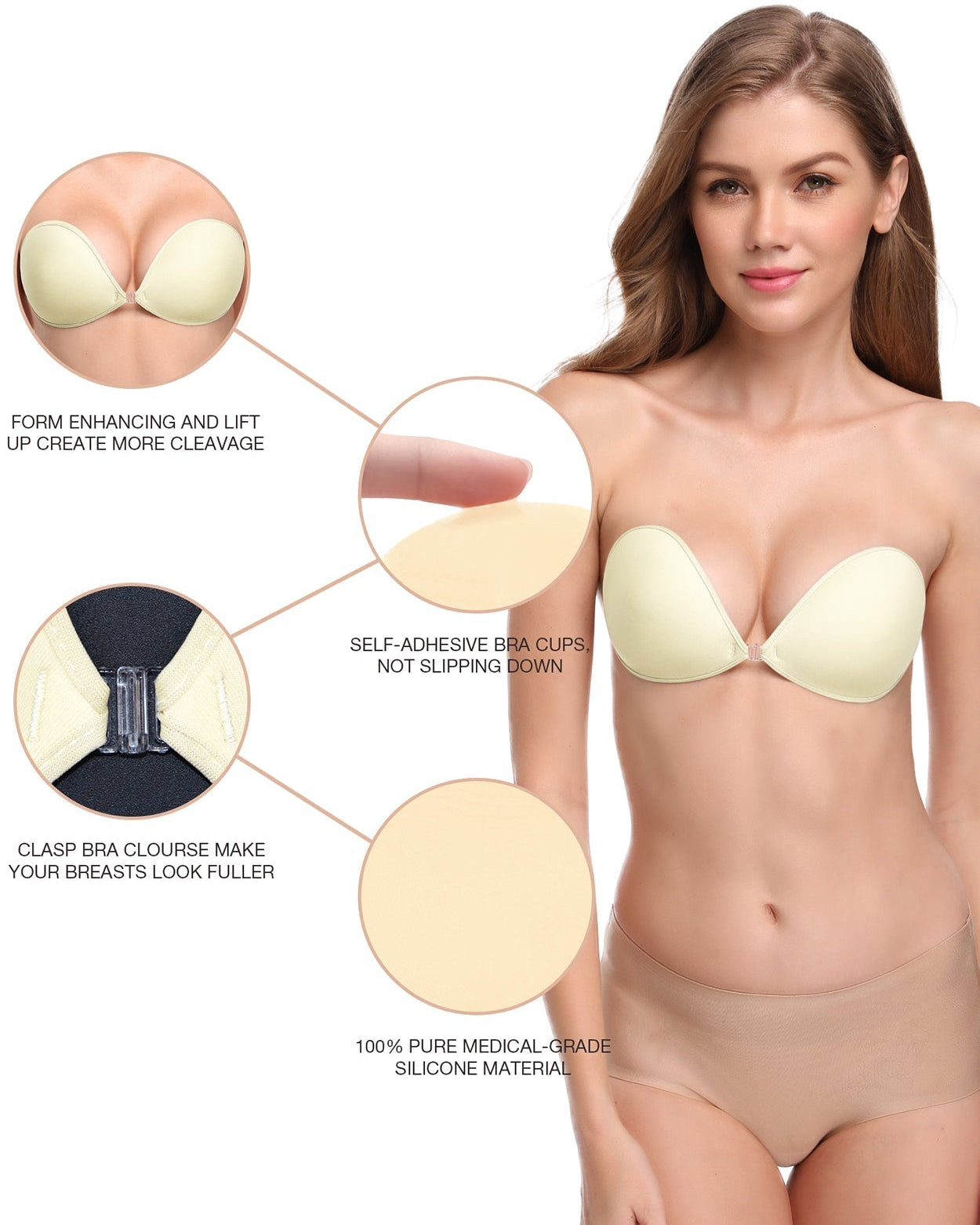 Adhesive Push-up Reusable Self Silicone Bra - WingsLove