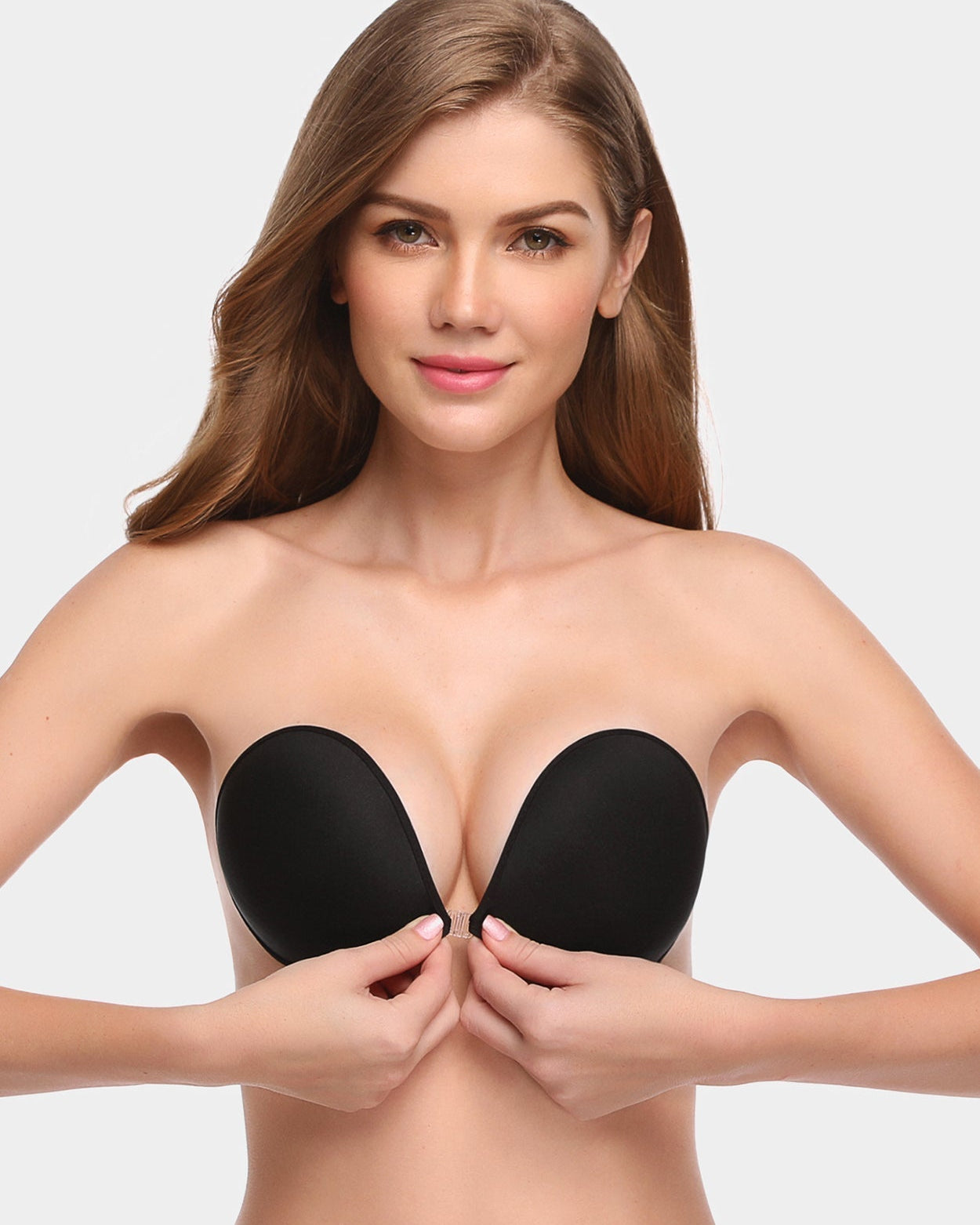 Adhesive Push-up Reusable Self Silicone Bra Black - WingsLove