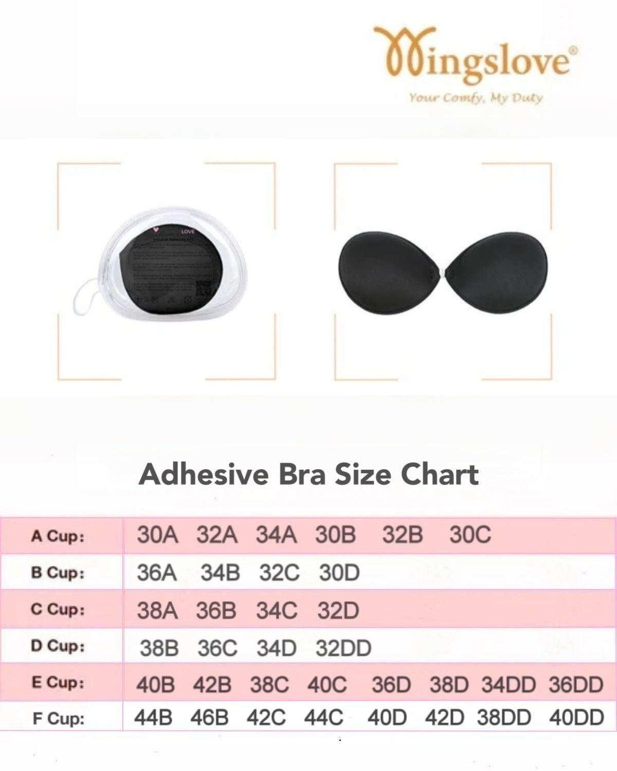 Adhesive Push-up Reusable Self Silicone Bra Black - WingsLove