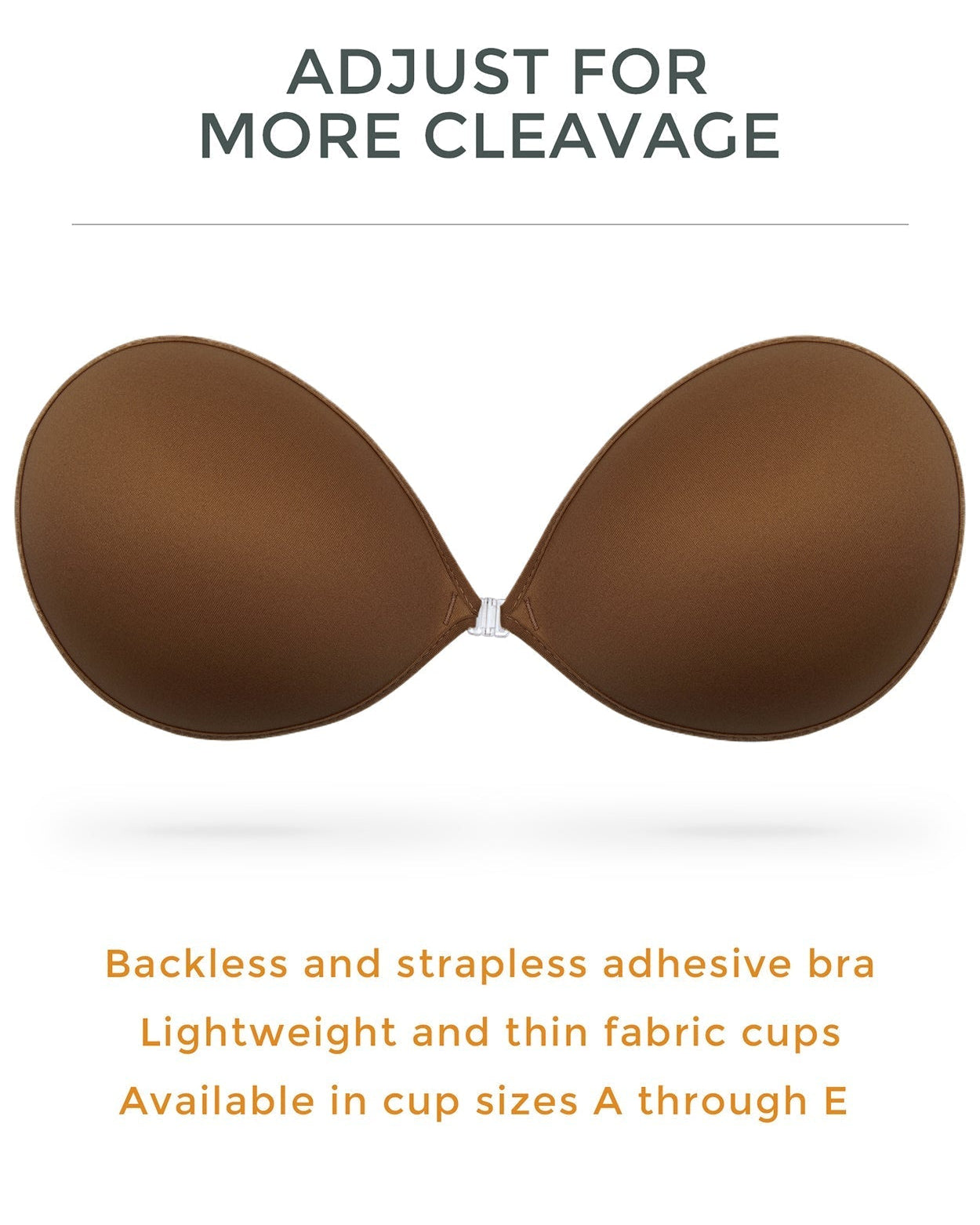 Adhesive Push-up Reusable Self Silicone Bra Coffee Brown - WingsLove