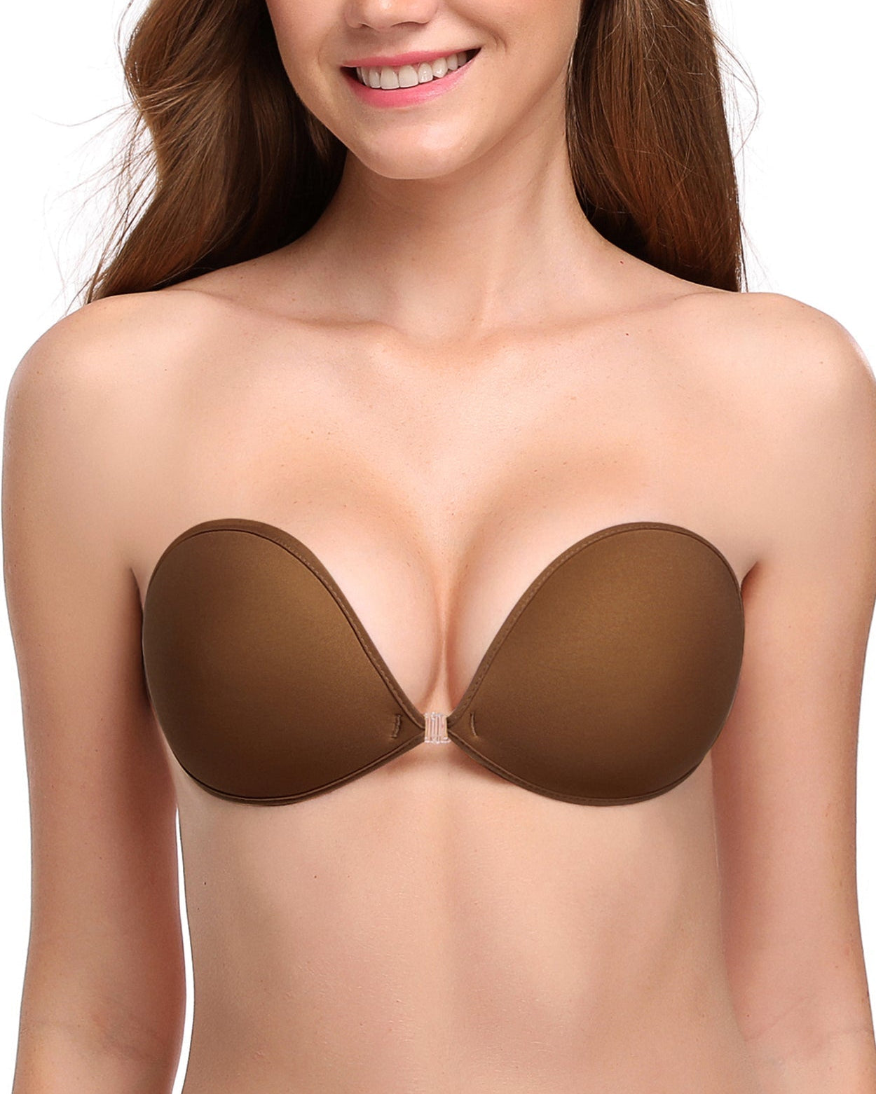 Adhesive Push-up Reusable Self Silicone Bra Coffee Brown - WingsLove
