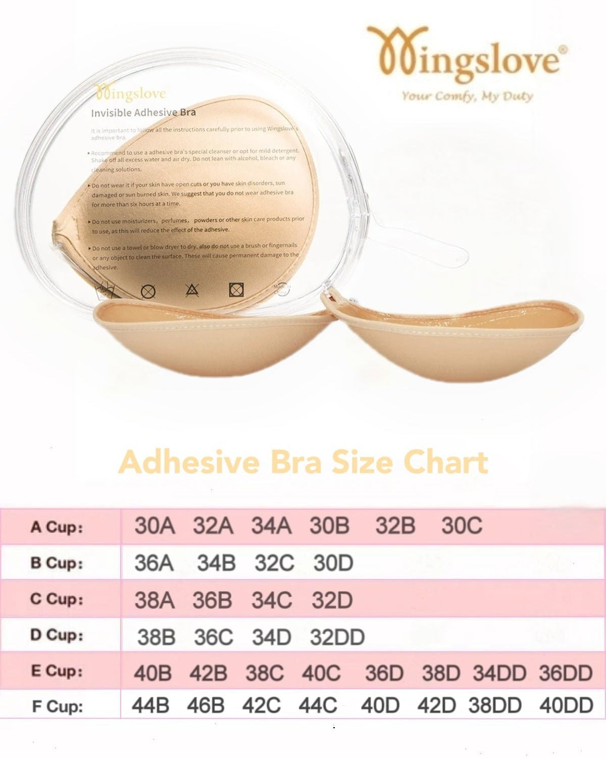 Adhesive Push-up Reusable Self Silicone Bra Inserts Pasty Bra Nude - WingsLove