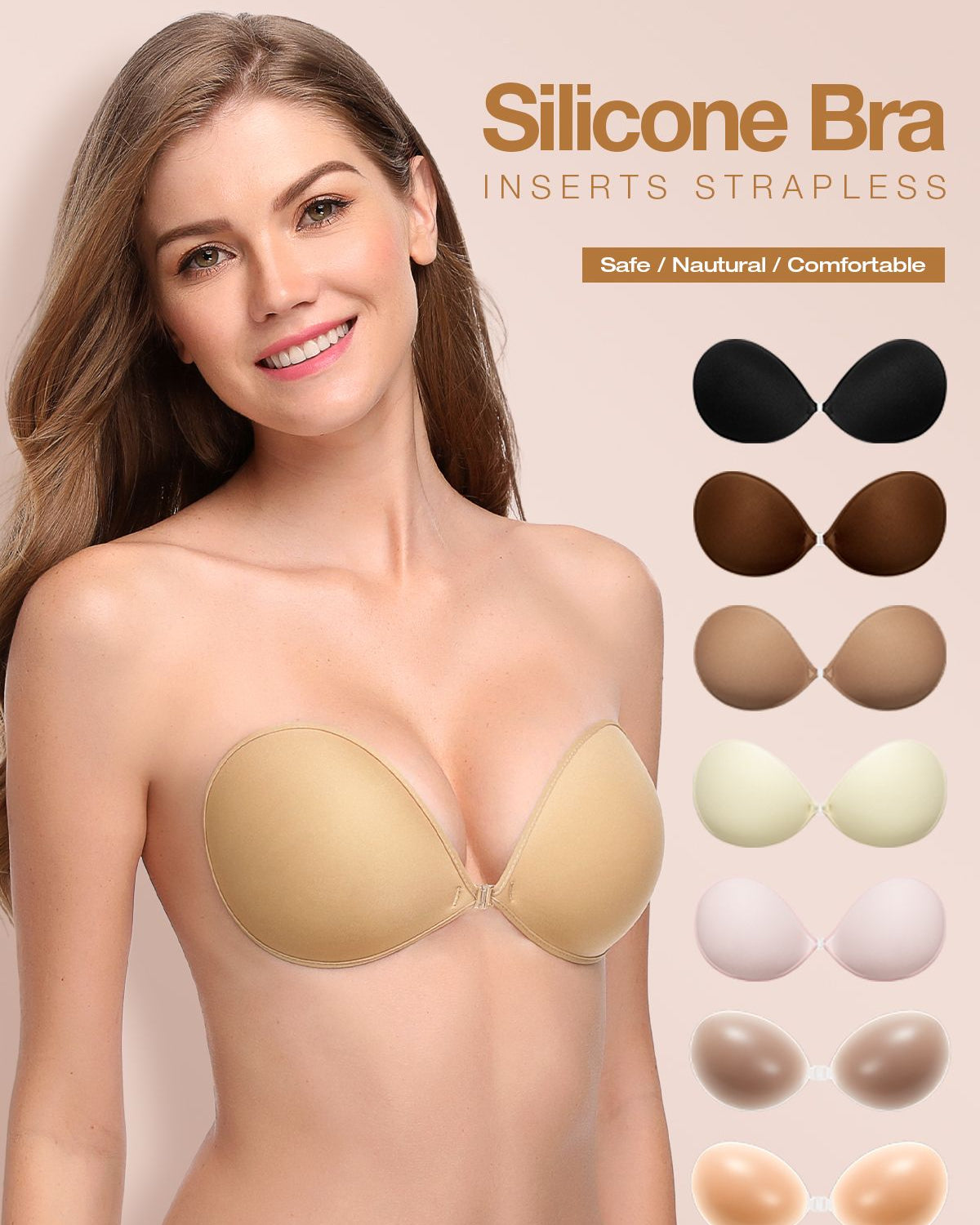 Adhesive Push-up Reusable Self Silicone Bra Inserts Pasty Bra Nude - WingsLove