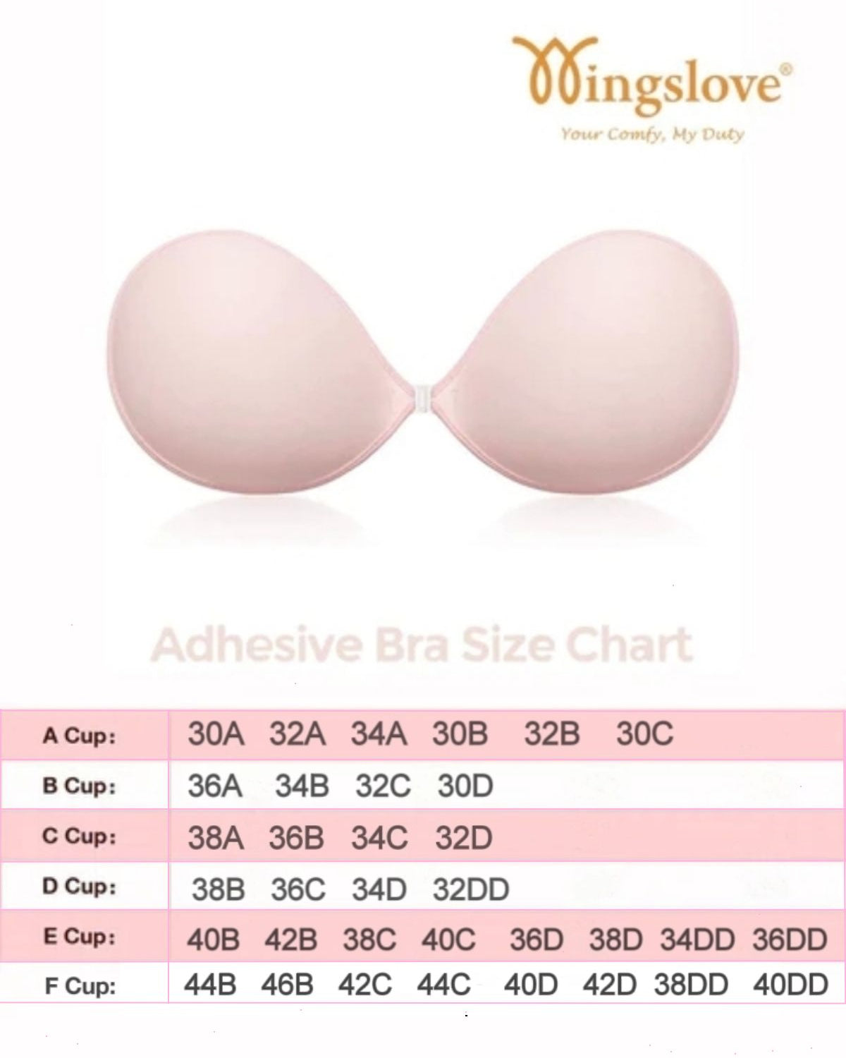 Adhesive Push-up Reusable Self Silicone Bra Light Pink - WingsLove