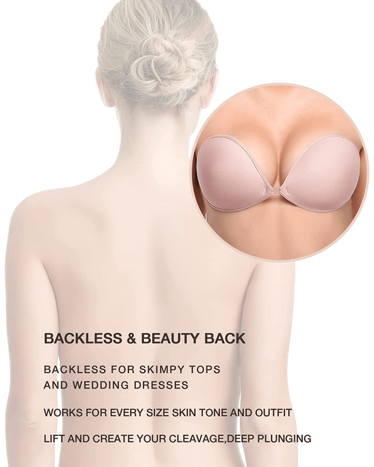 Adhesive Push-up Reusable Self Silicone Bra Light Pink - WingsLove