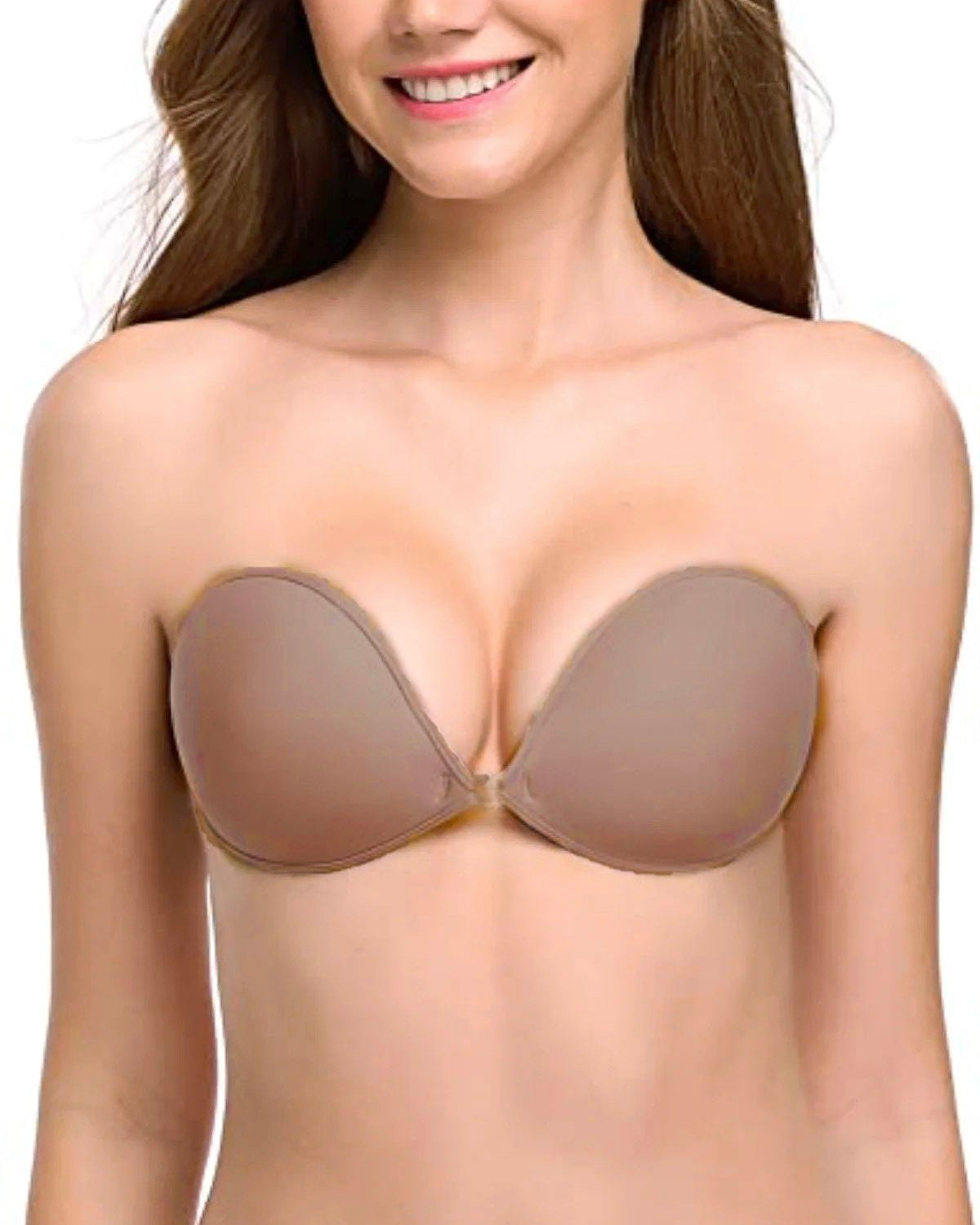 Adhesive Push-up Reusable Self Silicone Bra Milk Coffee - WingsLove