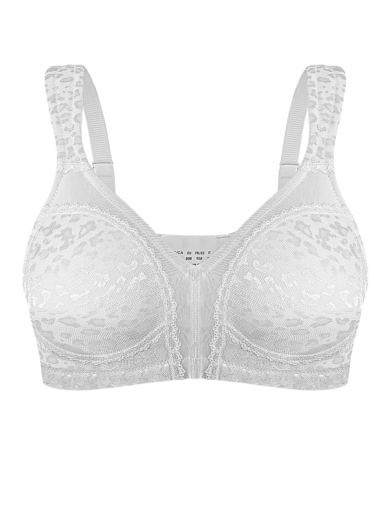 Cushion Strap Wirefree Sports Minimizer Bra For Bigger Size White - WingsLove