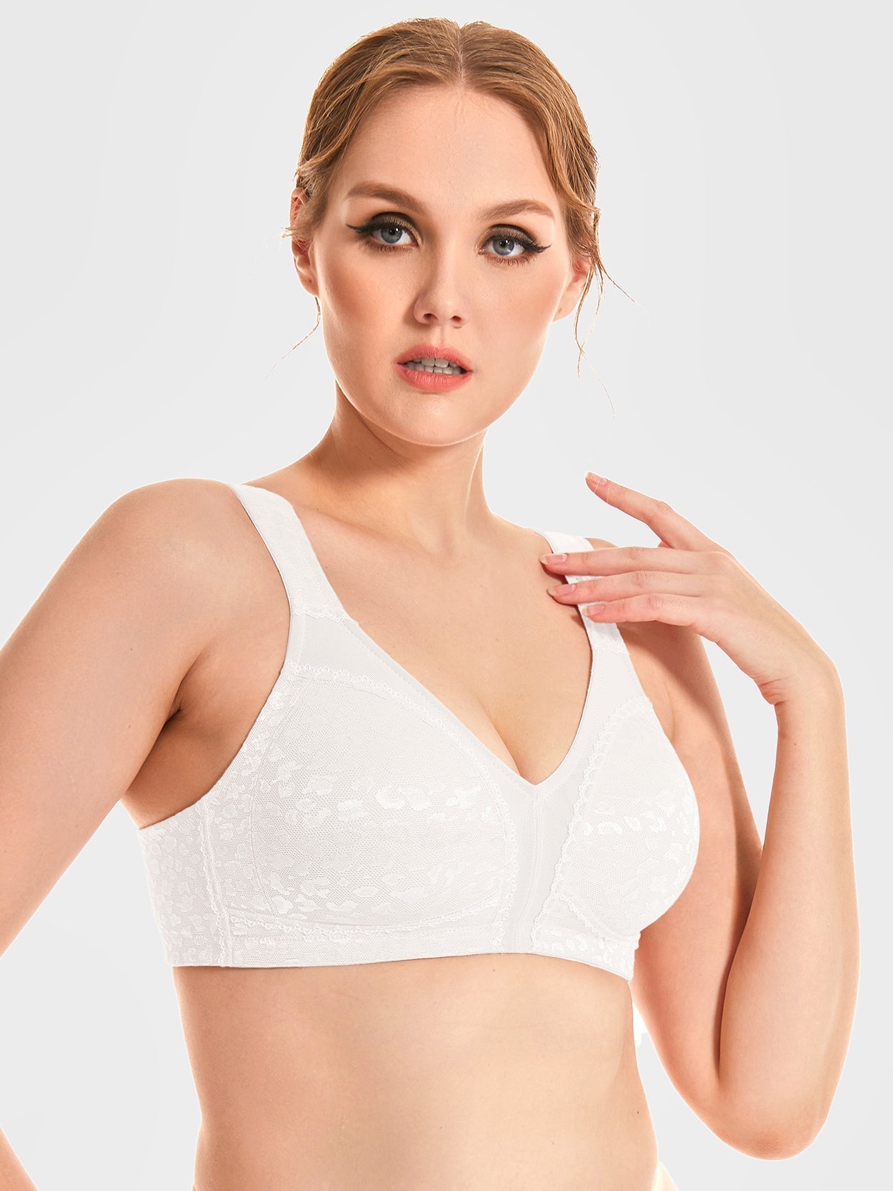 Cushion Strap Wirefree Sports Minimizer Bra For Bigger Size White - WingsLove