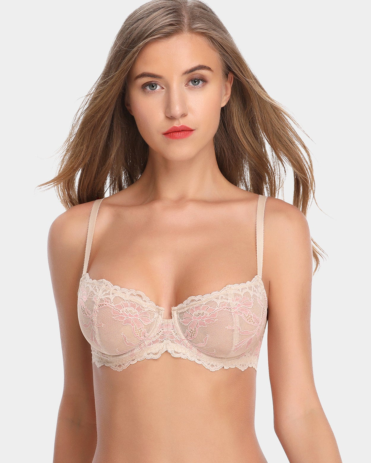 Eyelash Lace Demi Bra Sexy Sheer Lace Balconette Bra - WingsLove