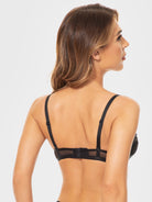 Floral Lace Embroidery Push Up Bra Black - WingsLove