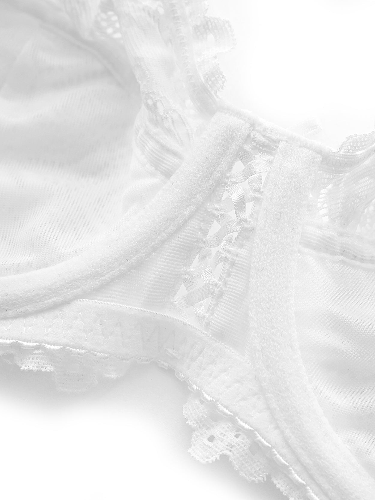 Floral Lace Non-Padded Full Coverage Underwire Bra White - WingsLove