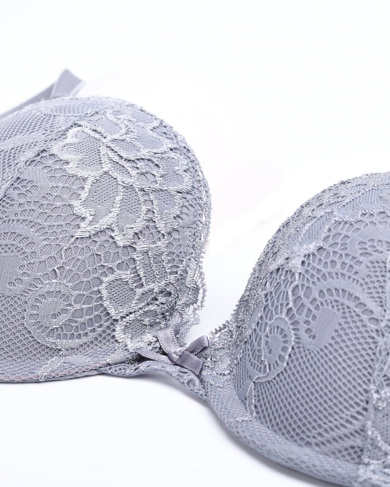 Floral Lace Push Up Lightly Padded Demi Plunge Bra - WingsLove
