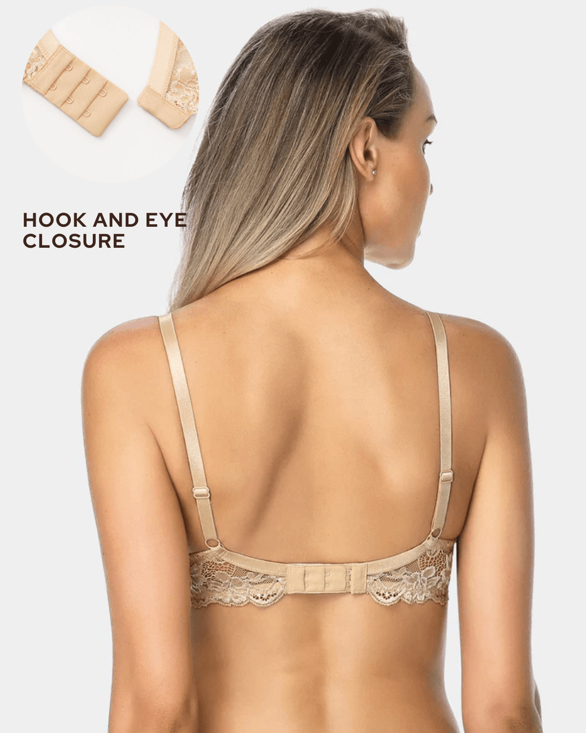 Floral Lace Push-Up Lightly Padded Demi Plunge Underwire Bra Nude - WingsLove