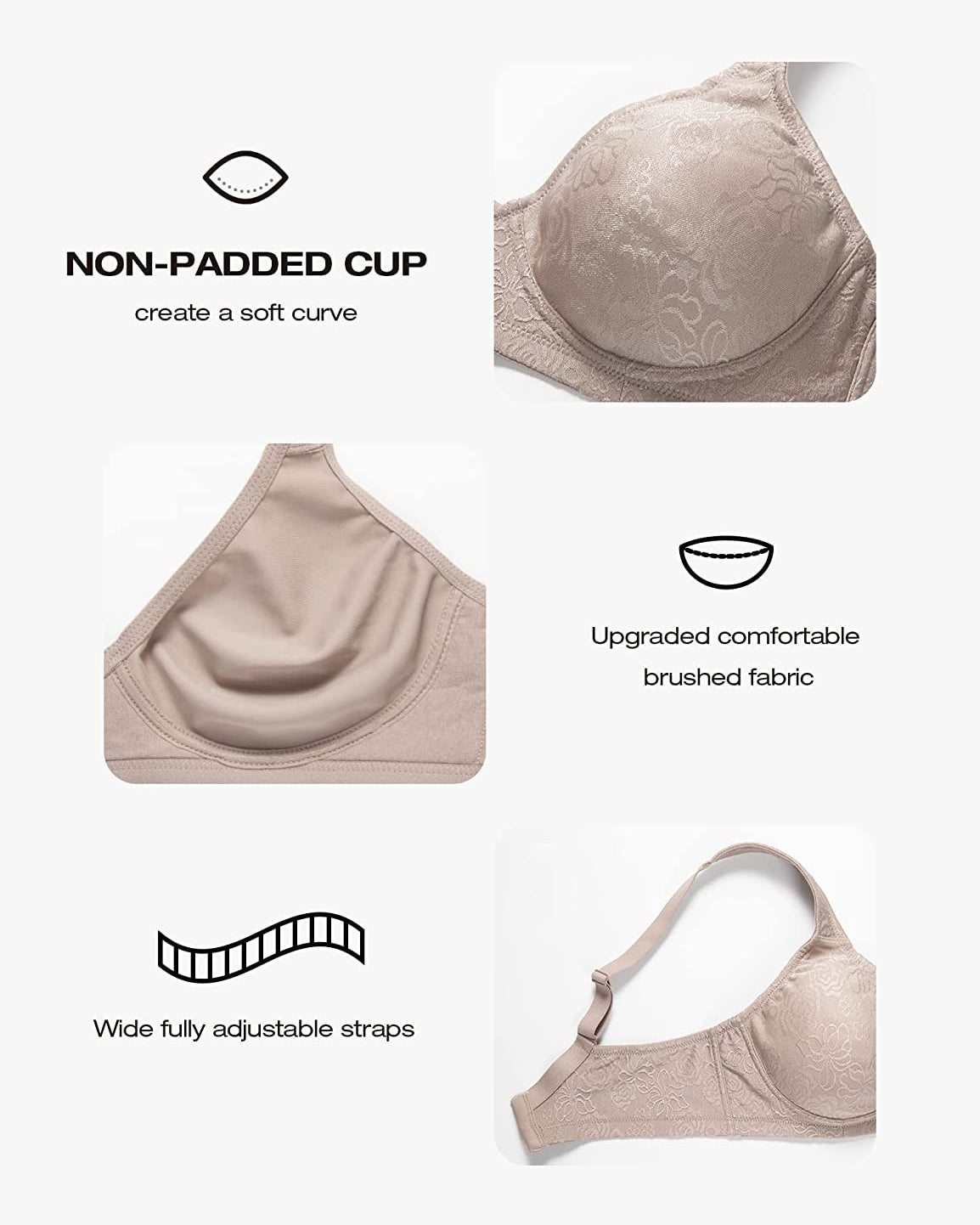 Full Coverage Minimizer Wire-free Seamless Bra Toffee - WingsLove