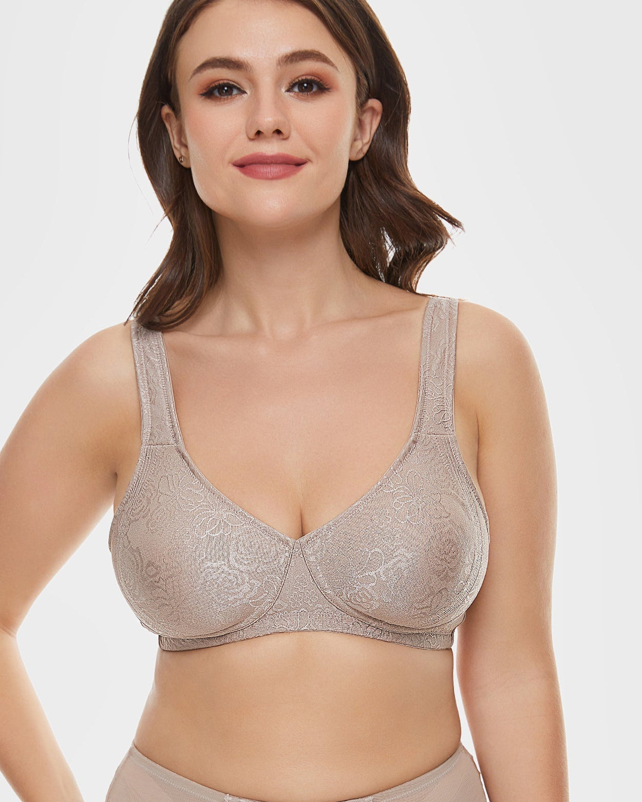 Full Coverage Minimizer Wire-free Seamless Bra Toffee - WingsLove